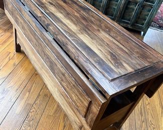 BEAUTIFUL AND VERY COOL wood fold down table with storage