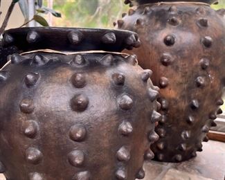 Beautiful, heavy ceramic pots with spikes