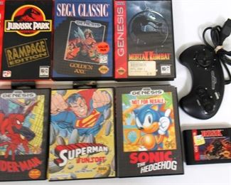 Sega Genesis Sonic The Hedgehog and Various Games and Controller 