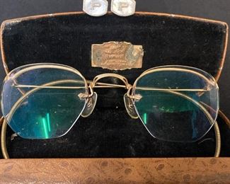 Q013 Vintage 12K GF Glasses Cuff Links