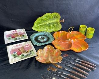 R007 Vintage Haeger Divided Relish Dish Leaf Dishes More