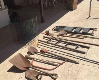 Assortment Of Hand Tools And Some Small Ladders