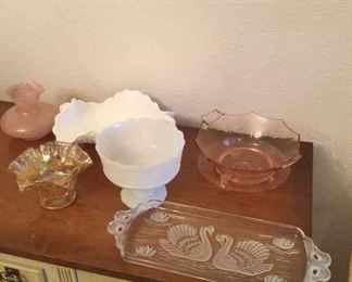 Carnival Glass And Milk Glass Goodies
