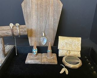 Jewelry Lot And Powfer Puff