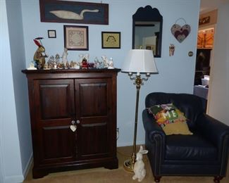 Blue leather club chair