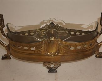 Brass or bronze Center bowl with glass insert