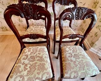 3. Set of 4 Antique Carved Side Chairs (18" x 16" x 36")