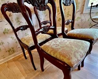 3. Set of 4 Antique Carved Side Chairs (18" x 16" x 36")