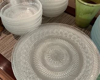 12. Clear Glass Dinnerware
19 Plates & 17 Bowls
