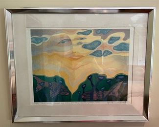 61. "The Mist Leaves No Scar On The Dark Green Hill" Signed Lithograph by Marcel 70/91 (32" x 26")
