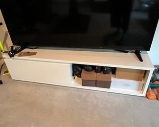 70. White Lacquer TV Stand (60" x 19" x 15")