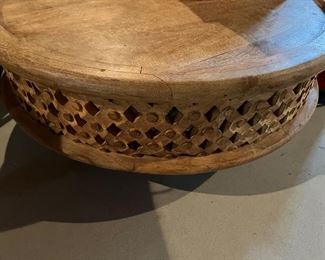 82. Carved Round Coffee Table (31" x 12")