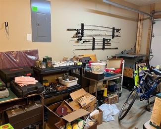 Fishing poles and reels, tools