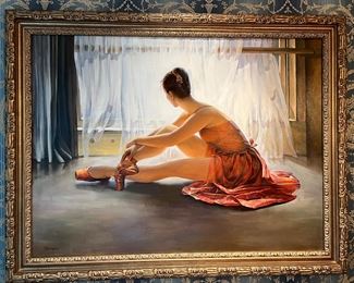 58. Signed Oil on Canvas by V. Miagkov, " Ballerina"