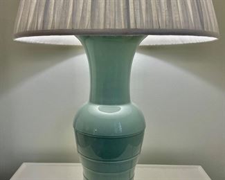 36. Hive Celadon Green Ceramic Table Lamps