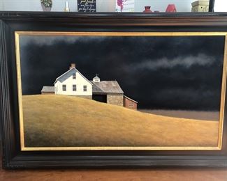 54. Signed Oil on Canvas by Michael Fratrich "Farm Before Storm"