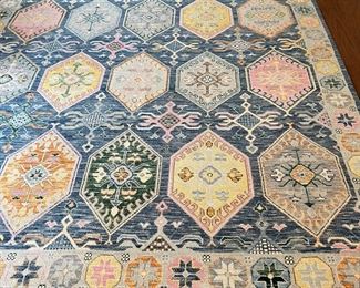 53. Hand Knotted Colorful Geometric Rug (9' x 12')