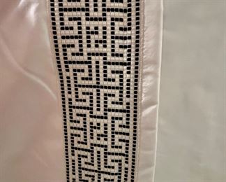 68.  2 Pair of White Silk Panels w/ Black & White Borders (48" x 93")