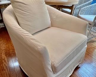 27. Essentials for Living Pair of Fay Slipcover Swivel Club Chairs (25" x 20" x 27")