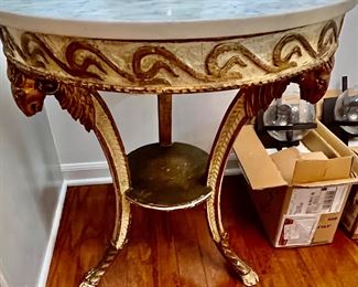 54. Vintage Gilt Accent Table w/ Marble Top (25.5" x 30")