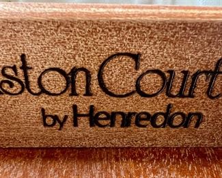 1. Aston Court by Henredon Pedestal Table on Casters w/ Inset Leather Top (28" x 26")