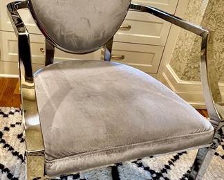 10. Velvet Arm Chair w/ Chrome Frame (23" x 22" x 38")