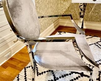 10. Velvet Arm Chair w/ Chrome Frame (23" x 22" x 38")