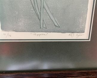 19. Arts and Crafts Woodblock "Poppies" Signed PDGNejko 10/70 (13" x 23")