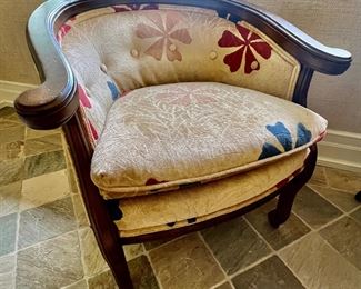 23. Pair of Vintage Barrel Back Club Chairs on Casters (27" x 25" x 28") (as is)