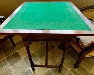 22. Antique Flip Top Game Table w/ Turned Legs (30" x 17" x 30" closed)