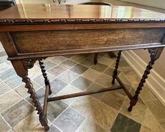 22. Antique Flip Top Game Table w/ Turned Legs (30" x 17" x 30" closed)