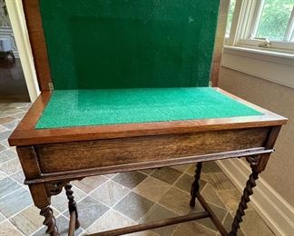 22. Antique Flip Top Game Table w/ Turned Legs (30" x 17" x 30" closed)