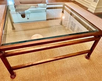27. Nancy Corzine Bronze Coffee Table w/ Beveled Glass Top (42" x 42" x 19") 