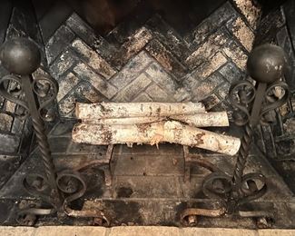 64. Pair of Wrought Iron Andirons (24")