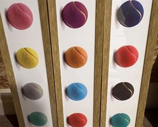 85. 3 Plaques of Multi Colored Tennis Balls (7" x 26")