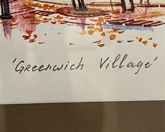 87. "Greenwich Village" Print Signed S. Michaels '74 (19" x 16")