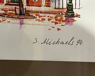 87. "Greenwich Village" Print Signed S. Michaels '74 (19" x 16")