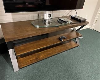 98. 3 Shelf Entertainment Stand w/ X Base (60" x 19" x 24")