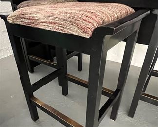 114. Stickley Gathering Island Bar w/ Inset Stone Top (78" x 24" x 36") and 3 Stools (19" x 14" x 27")