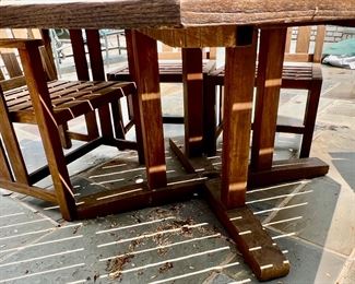 119. Teak Octagon Dining Table (66" x 29") w/ 2 Arm Chairs and 4 Side Chairs