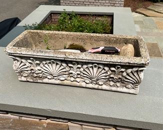 120. Cement Planter w/ Shell Motif (24" x 10" x 8")
