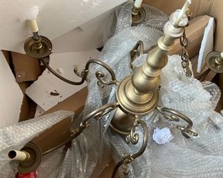 134. 6 Arm Brass Chandelier (36" x 30")