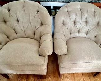 141. Pair of Hickory Chair Tufted Back Arm Chairs (33" x 33" x 36")