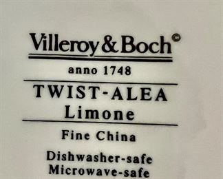 145. Villeroy & Boch Twist-Alea Limone Tea/Coffee Set, 21 Mugs, 5 Creamers and 1 Tea Pot