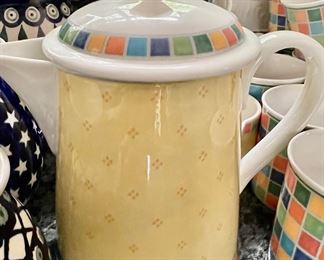 145. Villeroy & Boch Twist-Alea Limone Tea/Coffee Set, 21 Mugs, 5 Creamers and 1 Tea Pot