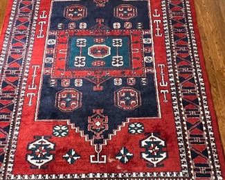 149. Red and Blue Hand Knotted Rug (5' x 7')
