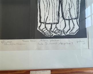 186. Black & White Wood Block Print by Maria Hiszpanska-Neumann (21" x 28")