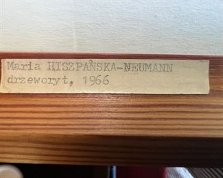 186. Black & White Wood Block Print by Maria Hiszpanska-Neumann (21" x 28")