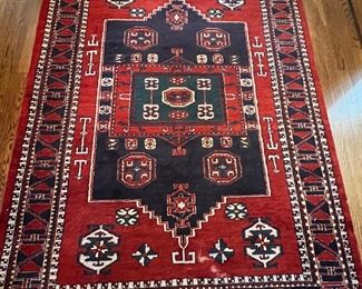 149. Red and Blue Hand Knotted Rug (5' x 7')