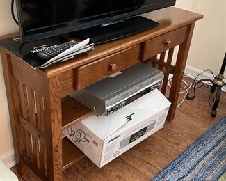 Mission style TV shelf
